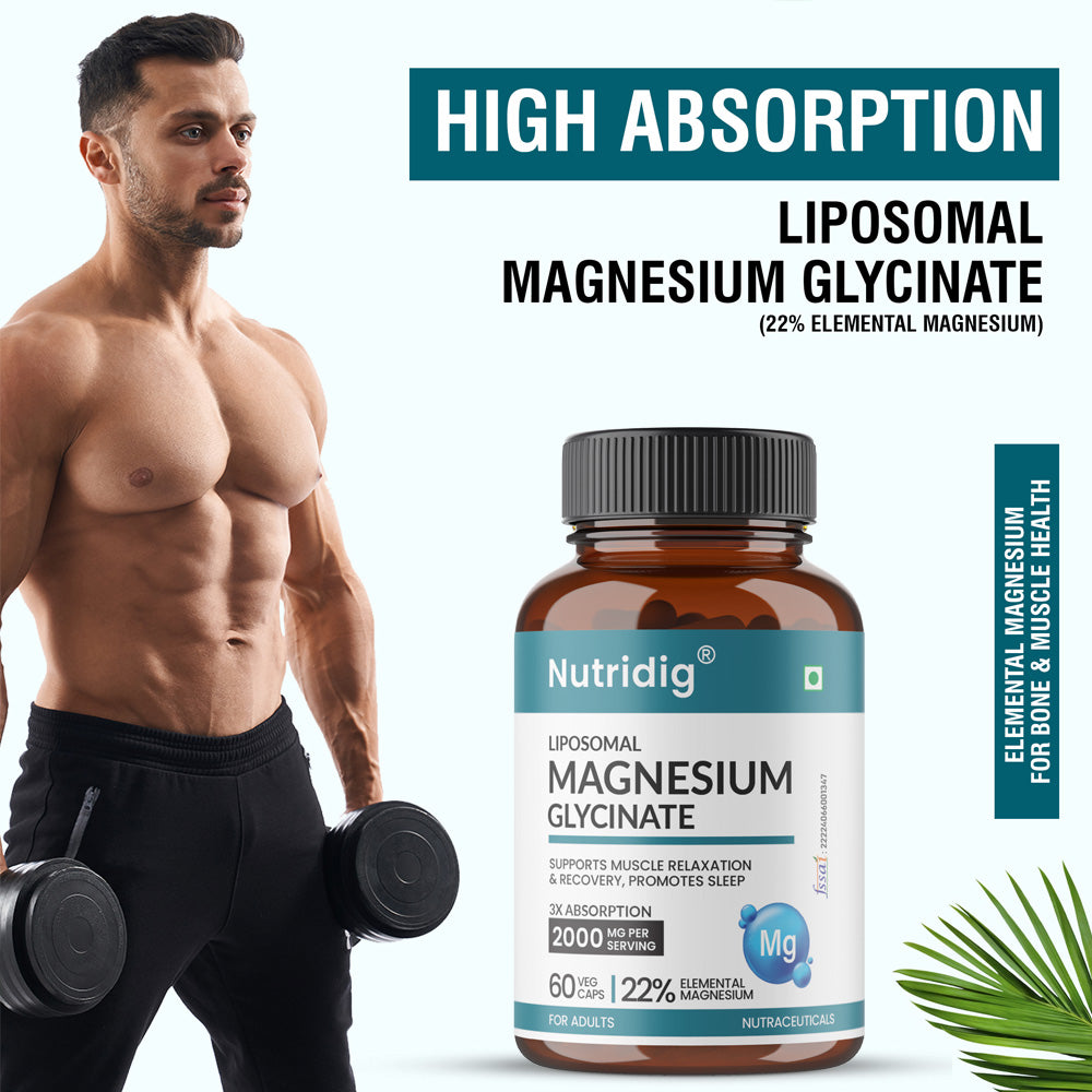 Magnesium Glycinate | Sleep, Muscle & Brain Relaxation | Higher Absorption, 22% Elemental | 60 Capsules