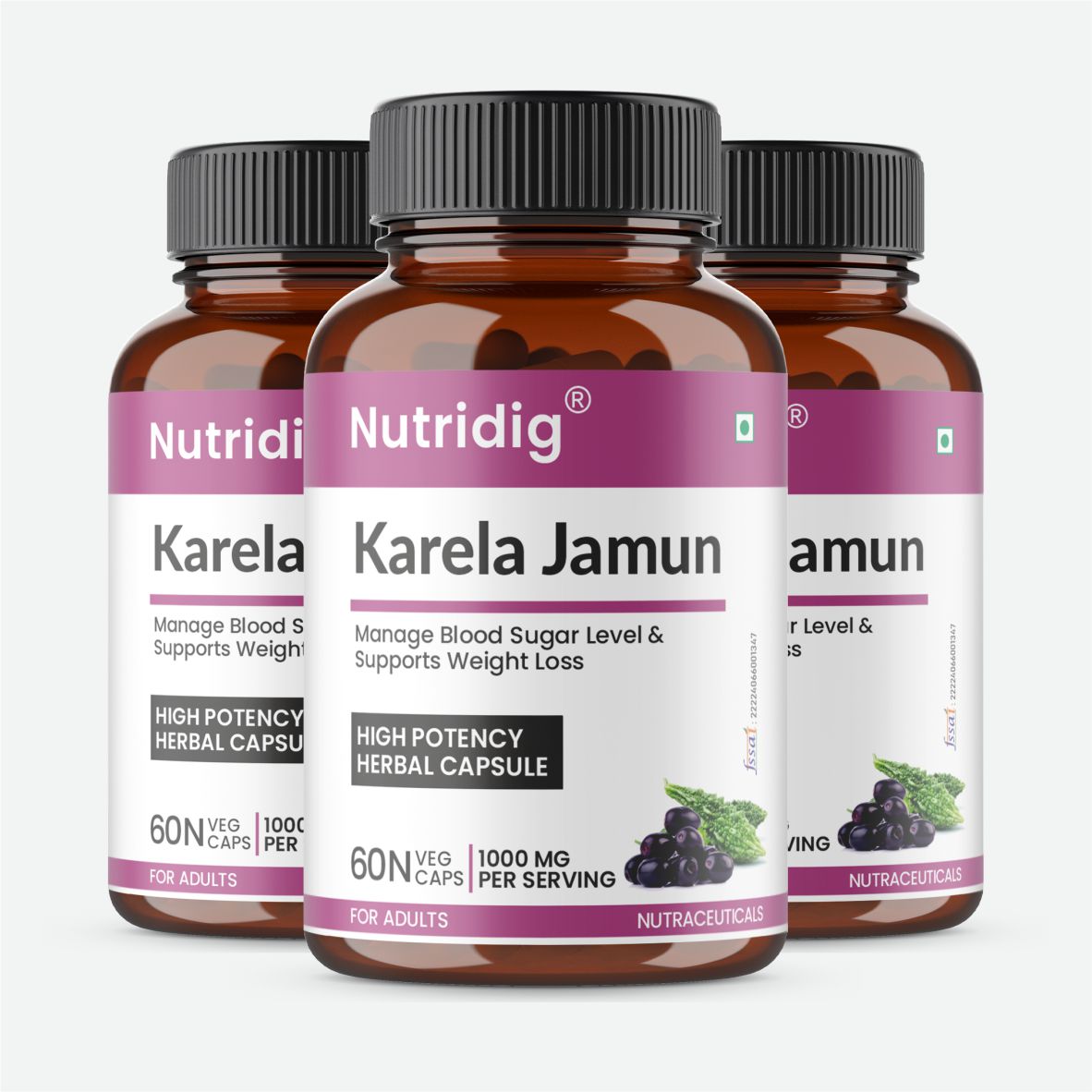 Karela Jamun Capsules with Neem, Methi & Amla Extracts | 60 Caps