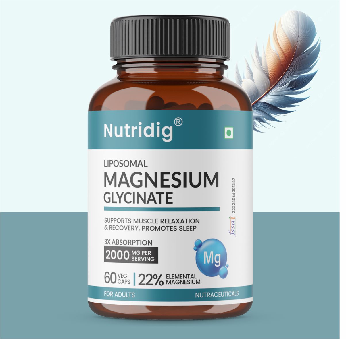 Magnesium Glycinate | Sleep, Muscle & Brain Relaxation | Higher Absorption, 22% Elemental | 60 Capsules