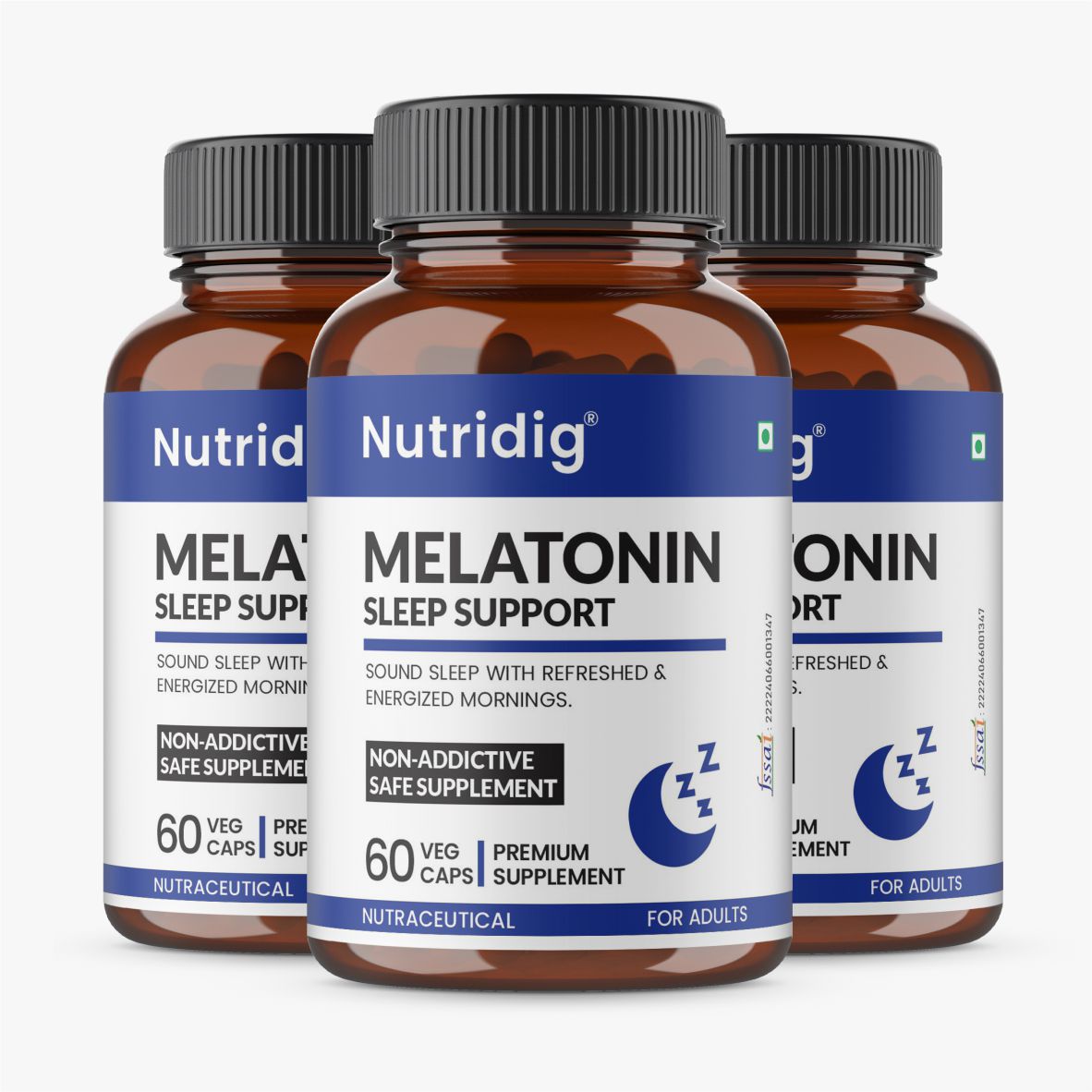 Melatonin Capsules with Magnesium Glycinate, Valerian, Chamomile | Sleep Support | 60 Caps