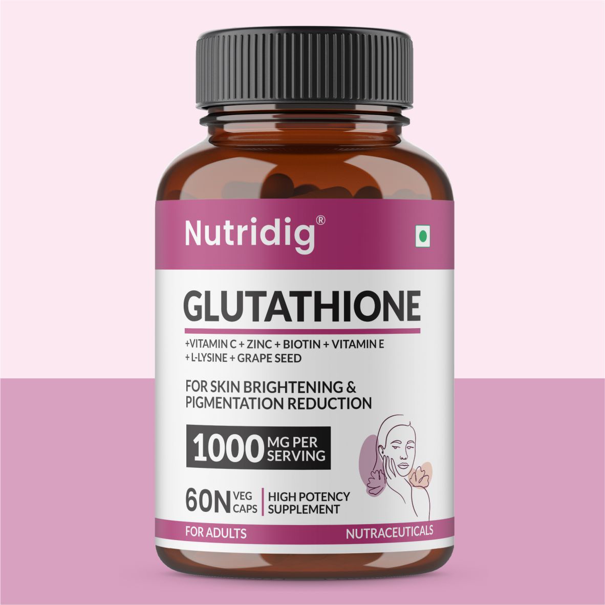 glutathione zinc Nutridig® L-Glutathione Skin Brightening Capsules with Vitamin C, – Nutridig Healthcare Selection:60 Veg Capsules Buy Ghk Cu Mots Skin Concern_uneven