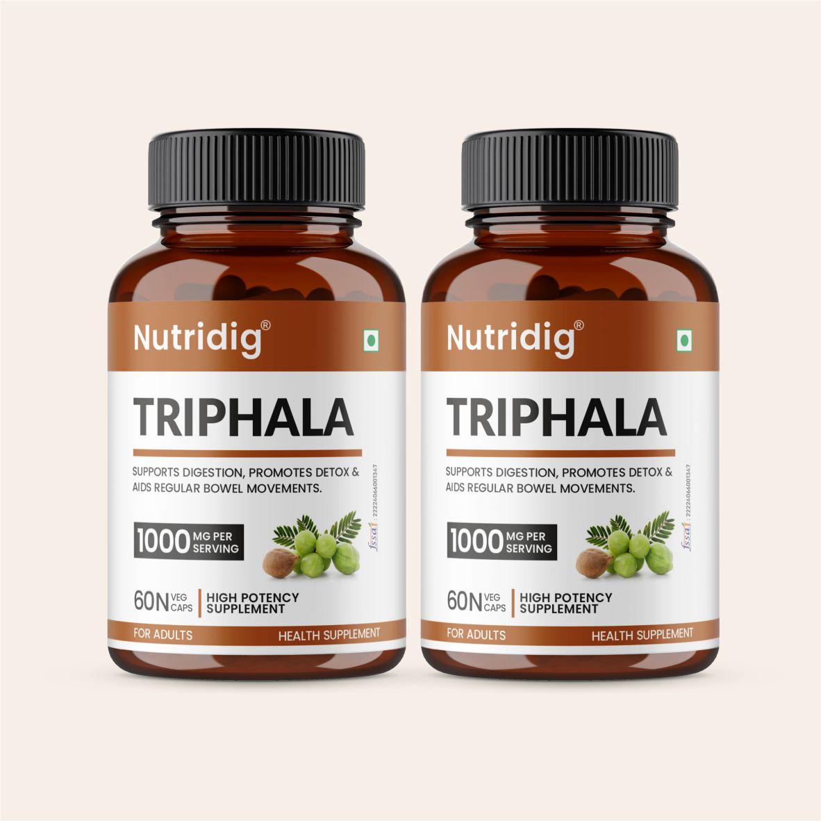 Triphala Capsules - Ayurvedic Blend | Digestion, Hair & Skin Health | 60 Capsules