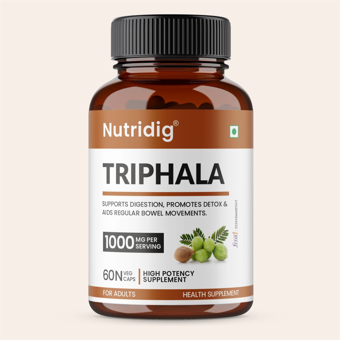 Triphala Capsules - Ayurvedic Blend | Digestion, Hair & Skin Health | 60 Capsules