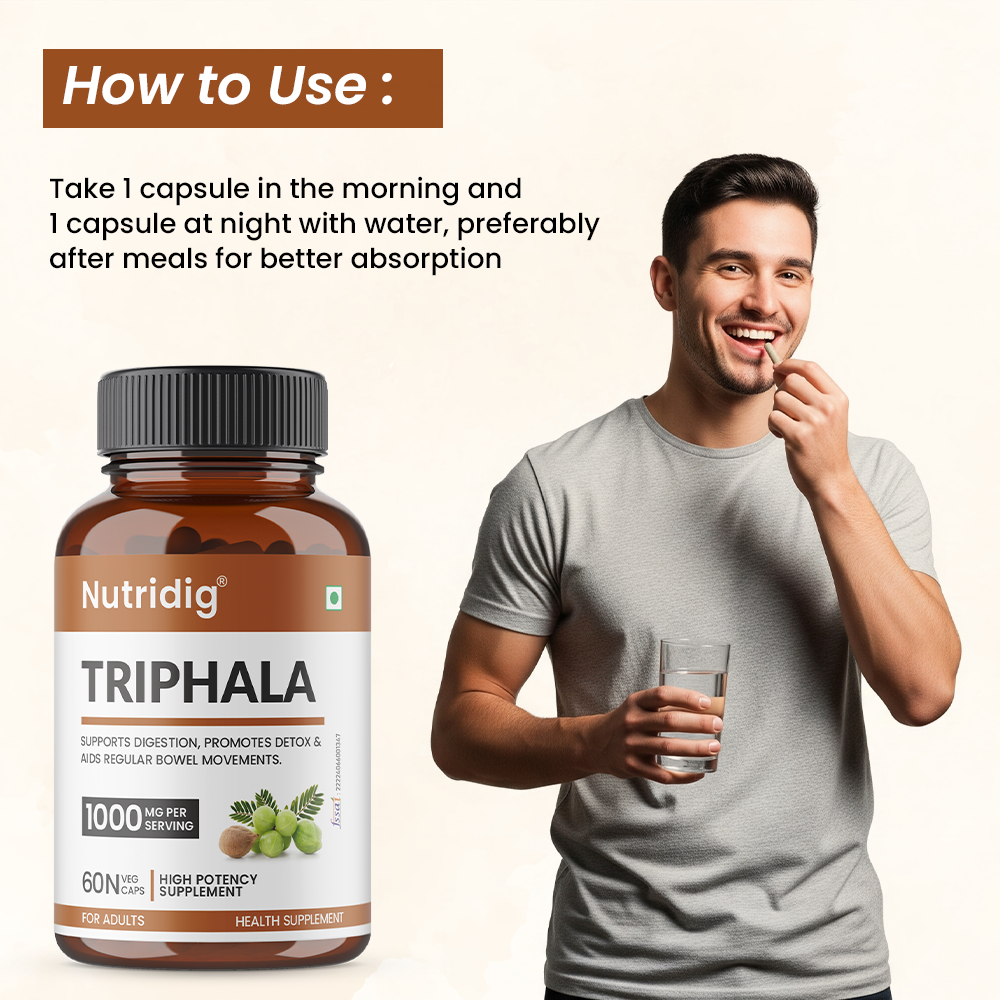 Triphala Capsules - Ayurvedic Blend | Digestion, Hair & Skin Health | 60 Capsules