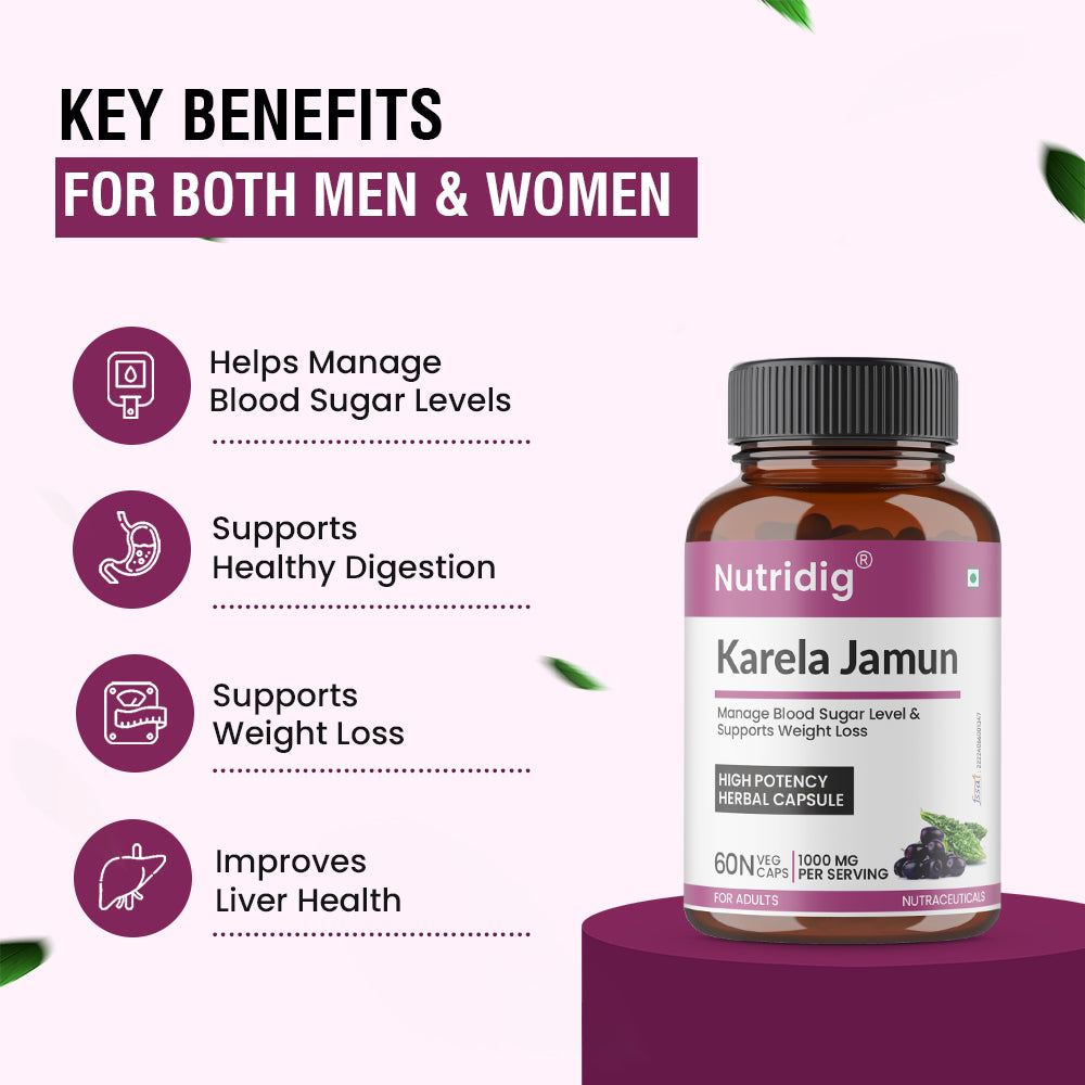 Karela Jamun Capsules with Neem, Methi & Amla Extracts | 60 Caps