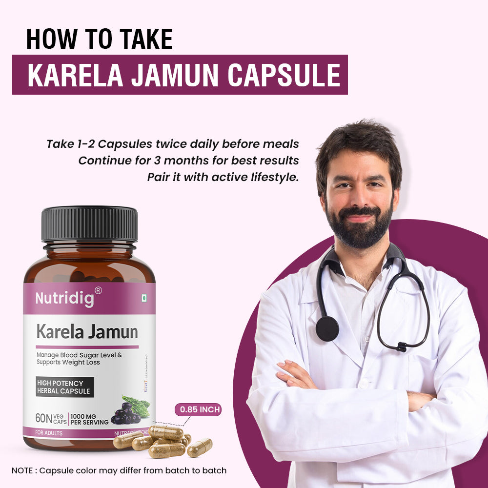 Karela Jamun Capsules with Neem, Methi & Amla Extracts | 60 Caps