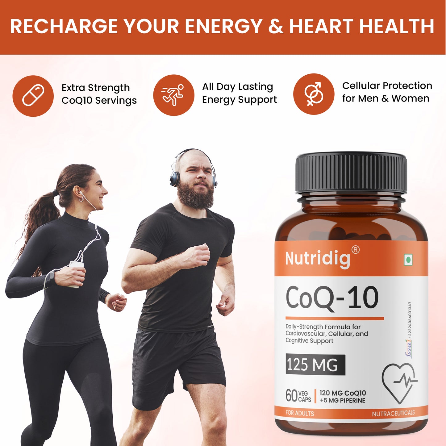 CoQ10 (Ubiquinol) 120mg + Piperine 5mg | High Absoption - 60 Capsules