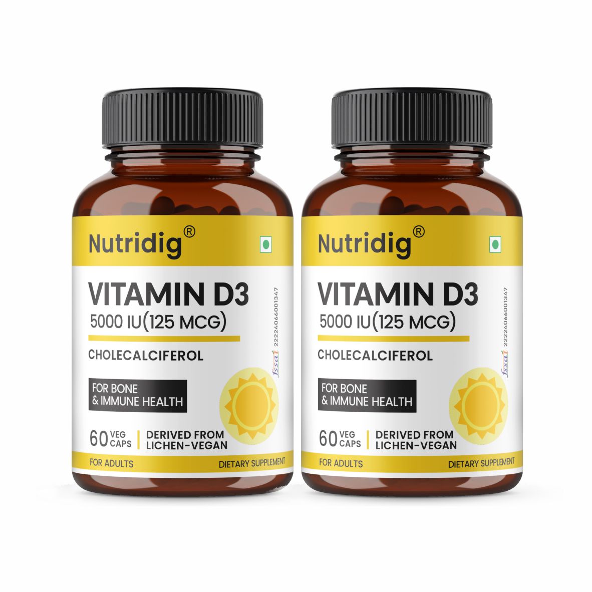 Vitamin D3 5000 IU (Vegan, Lichen-Derived) | 60 Capsules