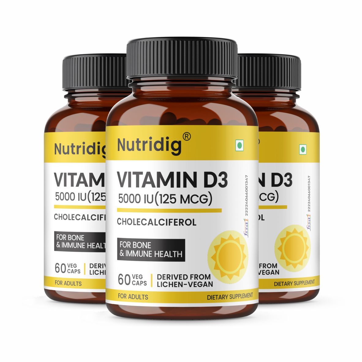 Vitamin D3 5000 IU (Vegan, Lichen-Derived) | 60 Capsules