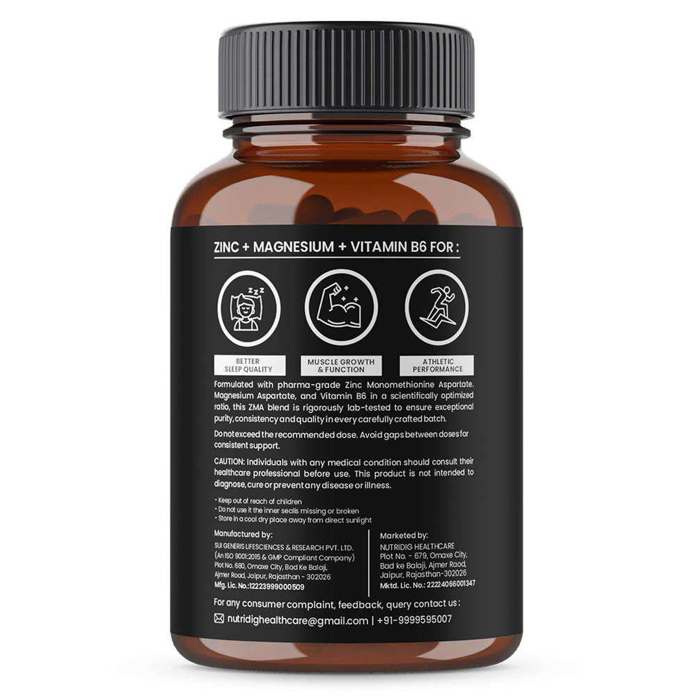 ZMA Capsules - Zinc, Magnesium Aspartate with Vitamin B6 | 60 Capsules
