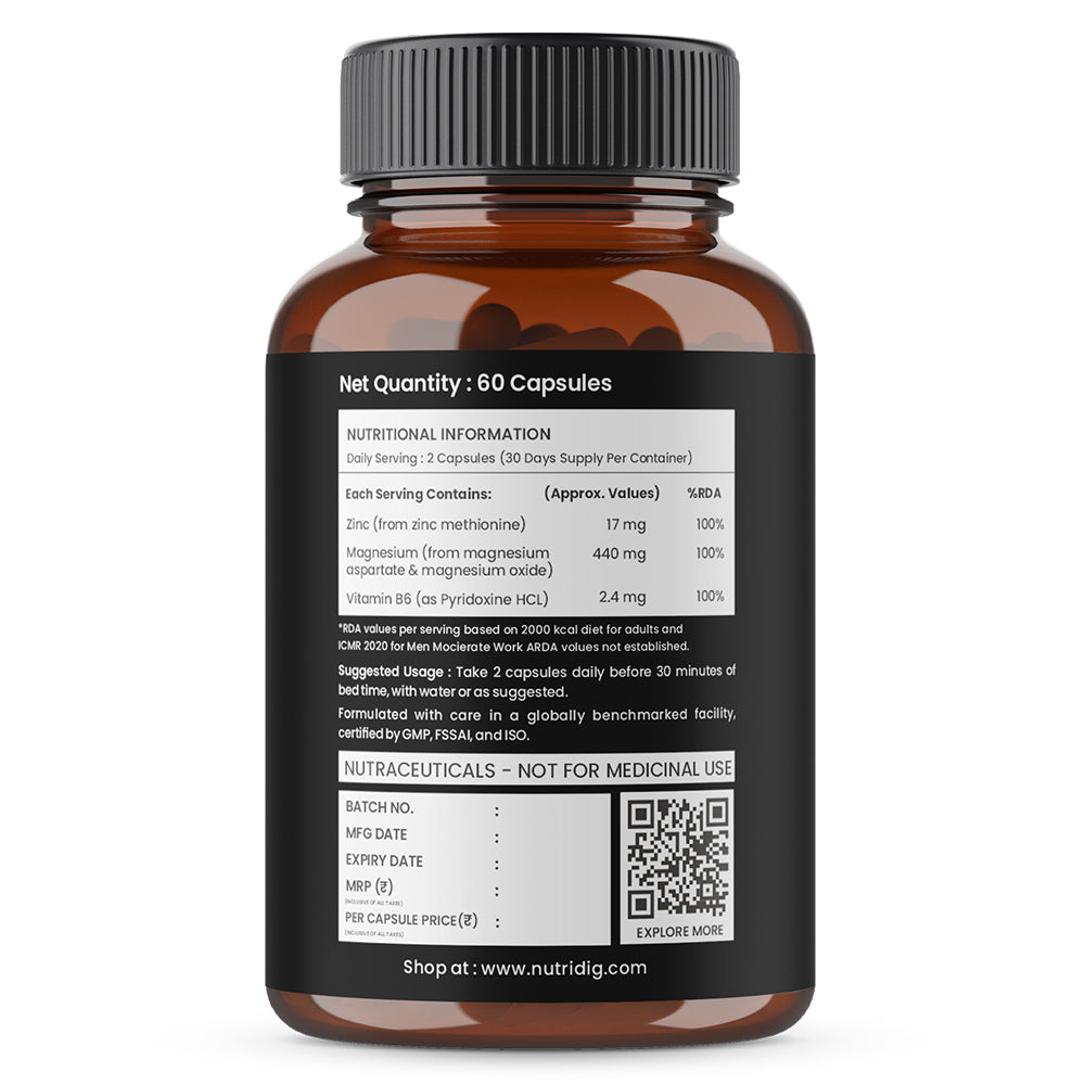 ZMA Capsules - Zinc, Magnesium Aspartate with Vitamin B6 | 60 Capsules