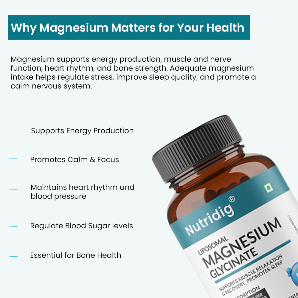 Magnesium Glycinate | Sleep, Muscle & Brain Relaxation | Higher Absorption, 22% Elemental | 60 Capsules