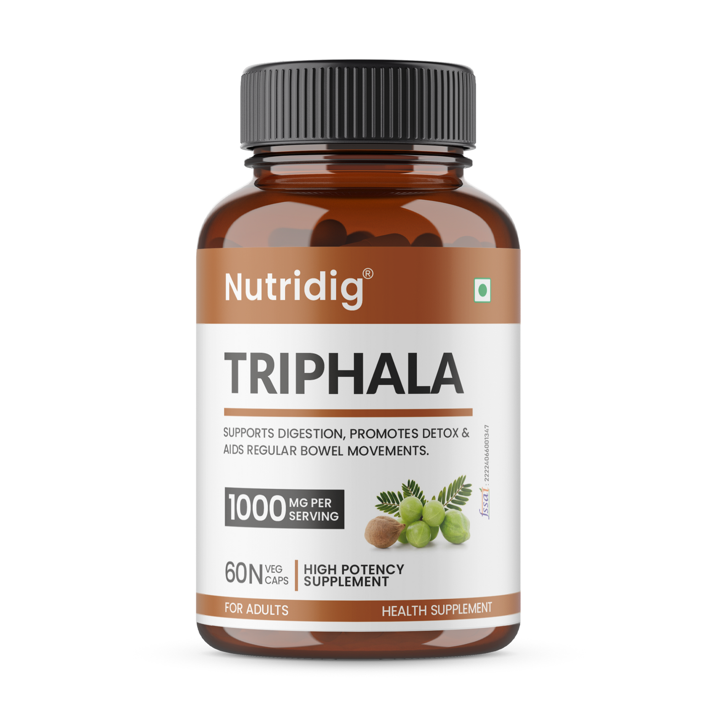 Triphala Capsules - Ayurvedic Blend | Digestion, Hair & Skin Health | 60 Capsules