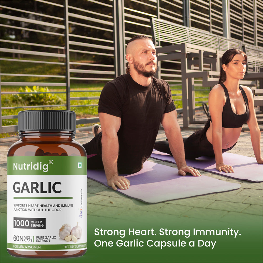 Garlic Pure Extract Capsules | Heart Health, Cholesterol & Immunity Support - 60 Capsules
