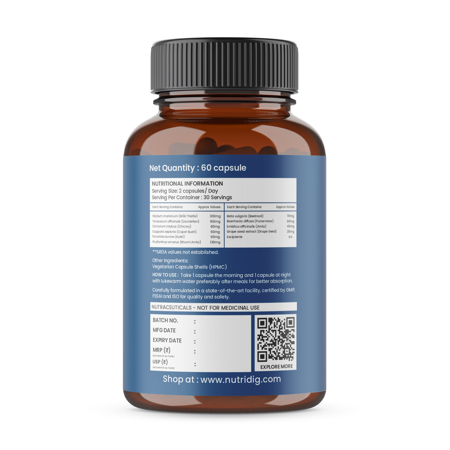 Liver Detox & Support | High Potency Herbal Blend with Milk Thistle - 60 Capsules