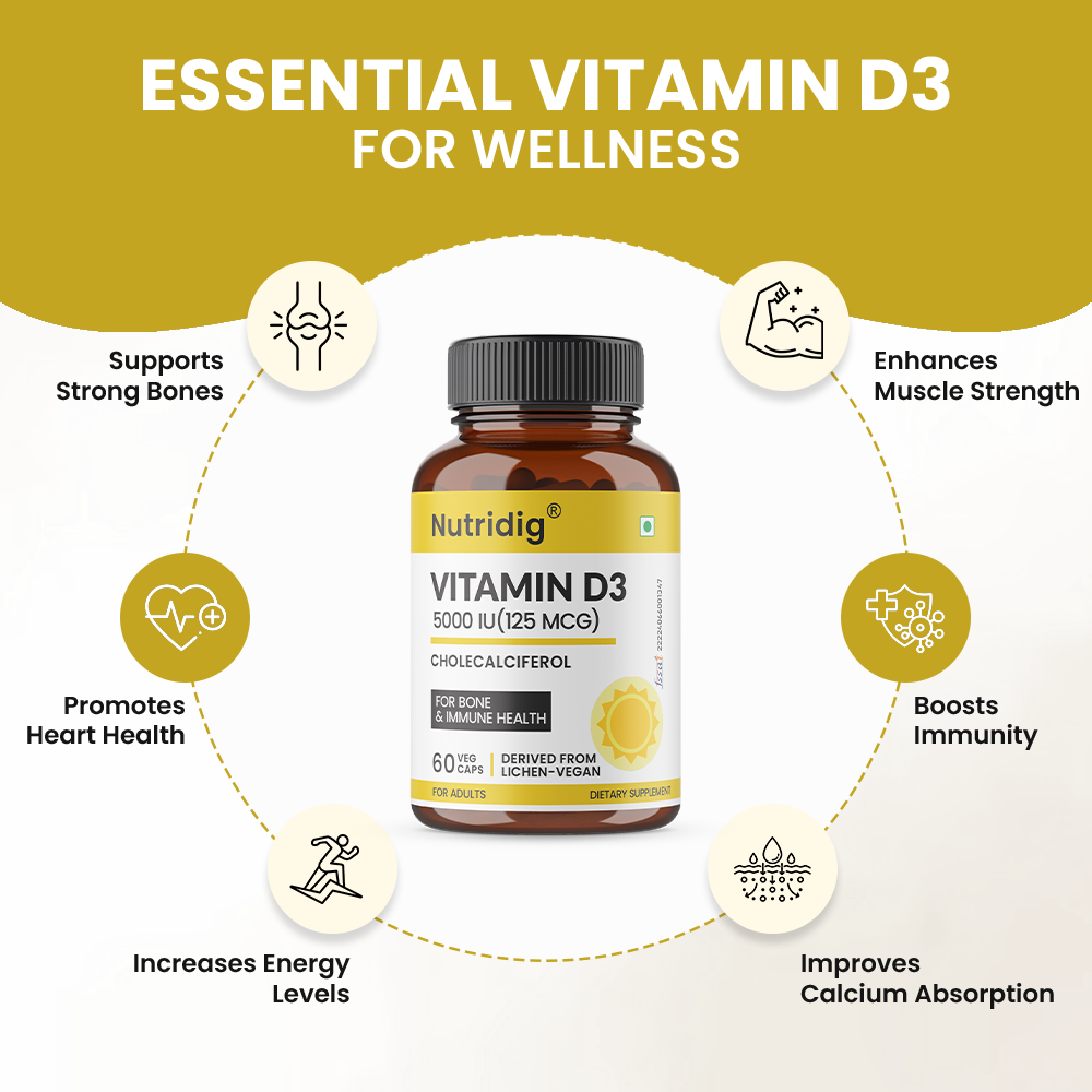 Vitamin D3 5000 IU (Vegan, Lichen-Derived) | 60 Capsules