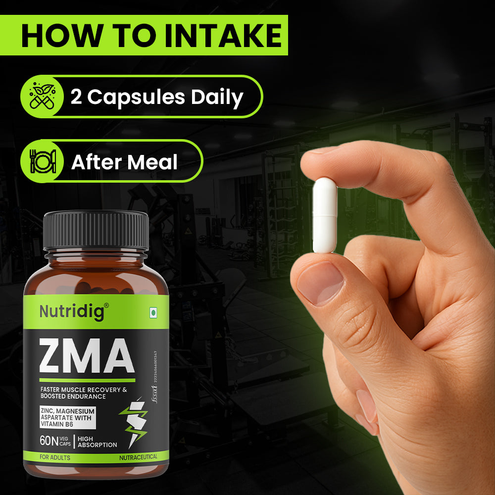 ZMA Capsules - Zinc, Magnesium Aspartate with Vitamin B6 | 60 Capsules