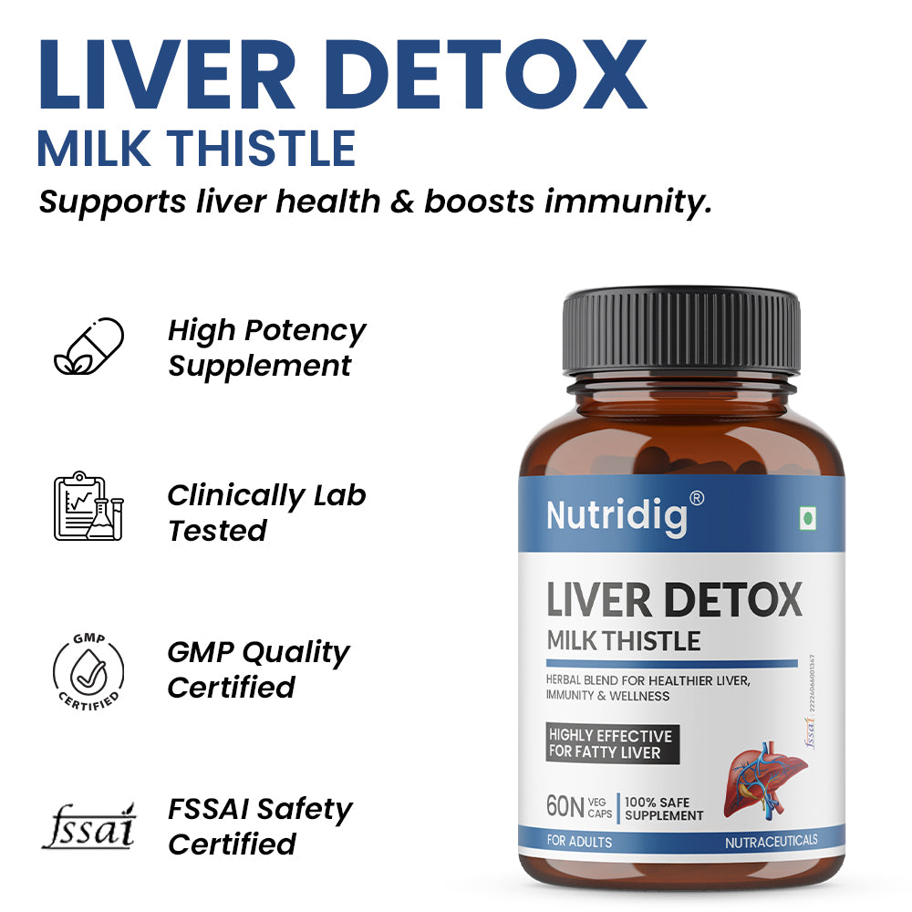 Liver Detox & Support | High Potency Herbal Blend with Milk Thistle - 60 Capsules
