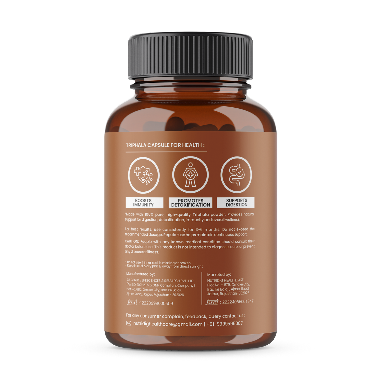 Triphala Capsules - Ayurvedic Blend | Digestion, Hair & Skin Health | 60 Capsules