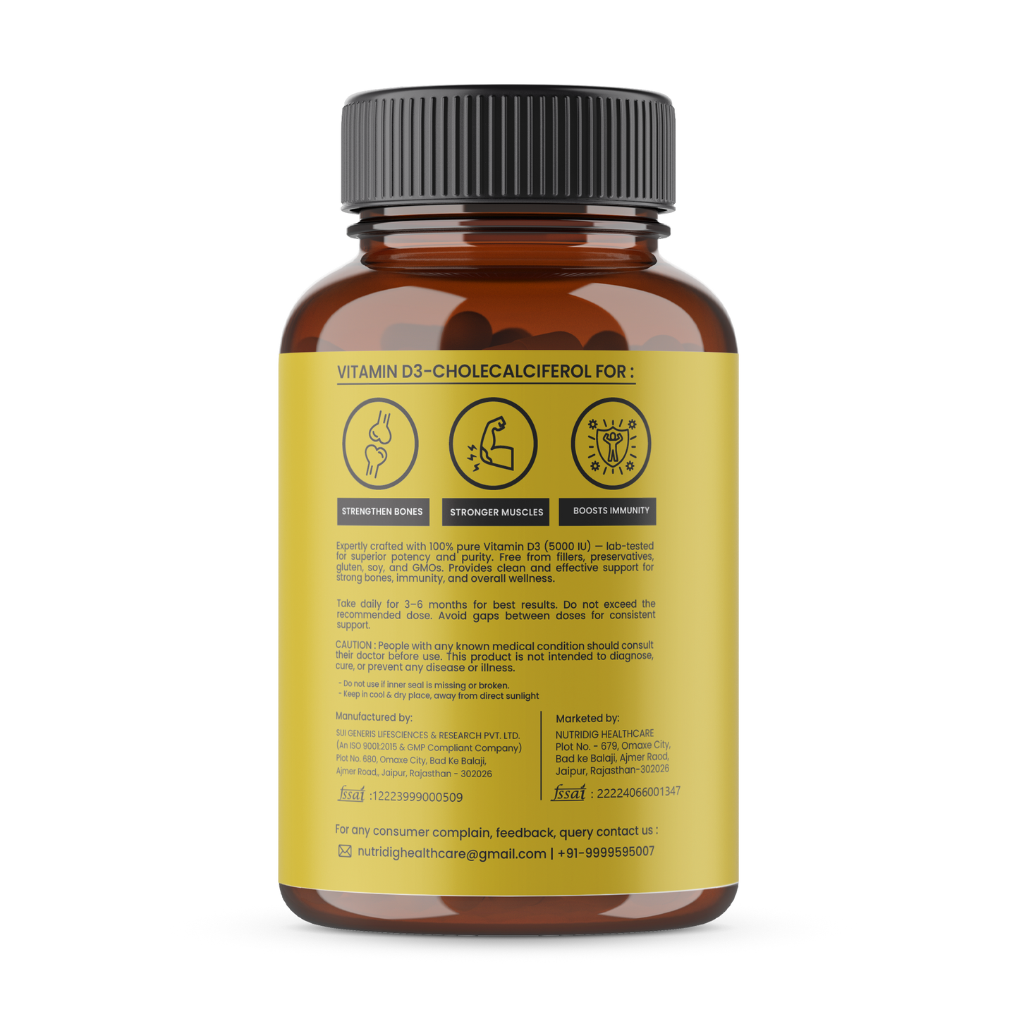 Vitamin D3 5000 IU (Vegan, Lichen-Derived) | 60 Capsules