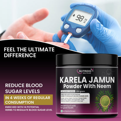 Karela Jamun Powder With Neem - Diabetes Management Herbal Powder