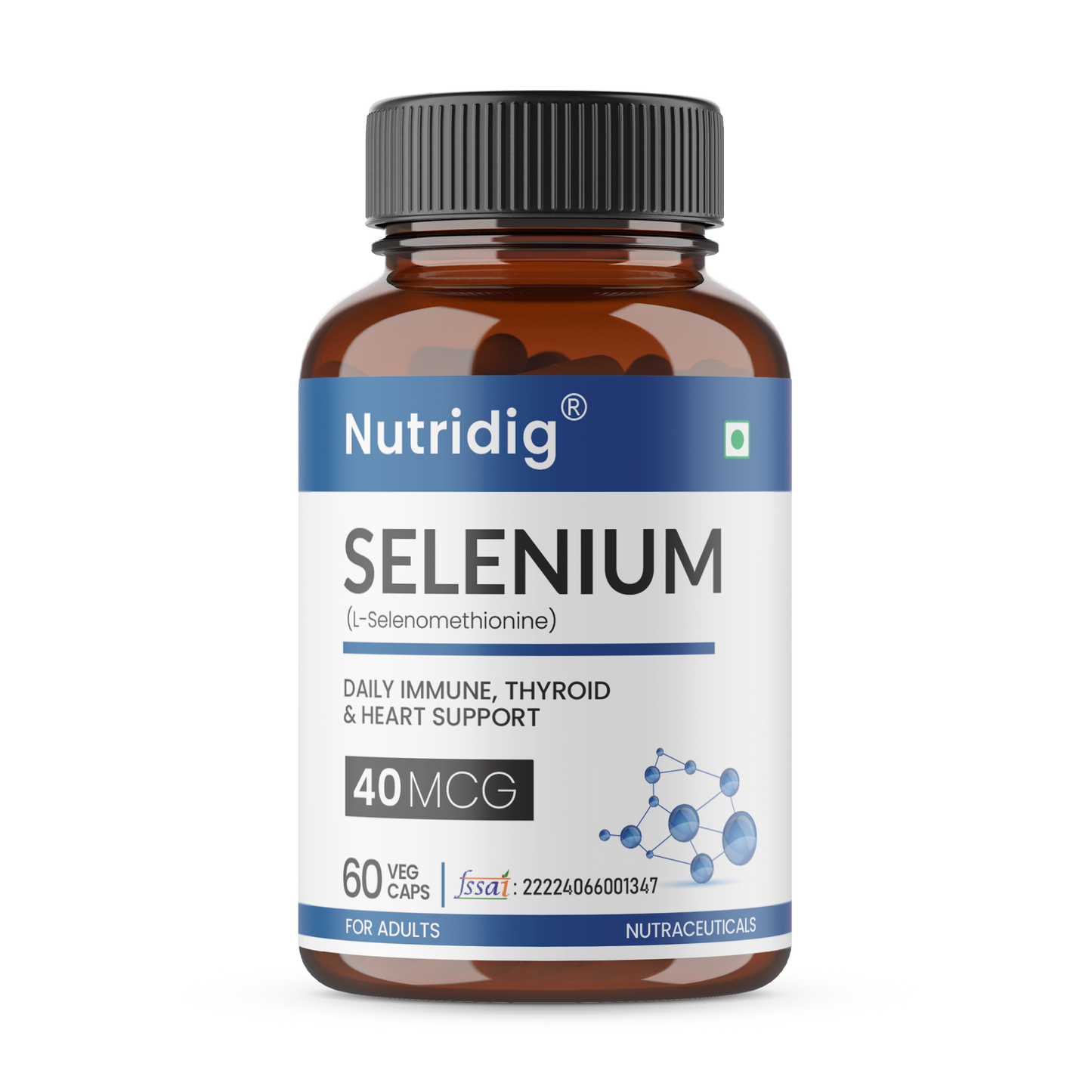Selenium Capsules, 40mcg, Non-GMO & Superior Absorption - 60 Vegetarian Capsules
