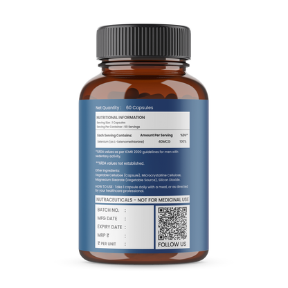 Selenium Capsules, 40mcg, Non-GMO & Superior Absorption - 60 Vegetarian Capsules