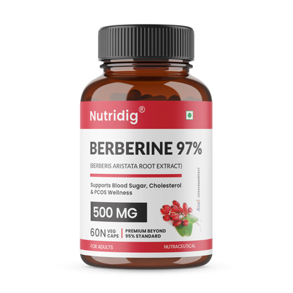 Berberine 97% from Berberis Aristata | Premium Purity Beyond 95% |For Blood Sugar, Cholesterol & Heart Health