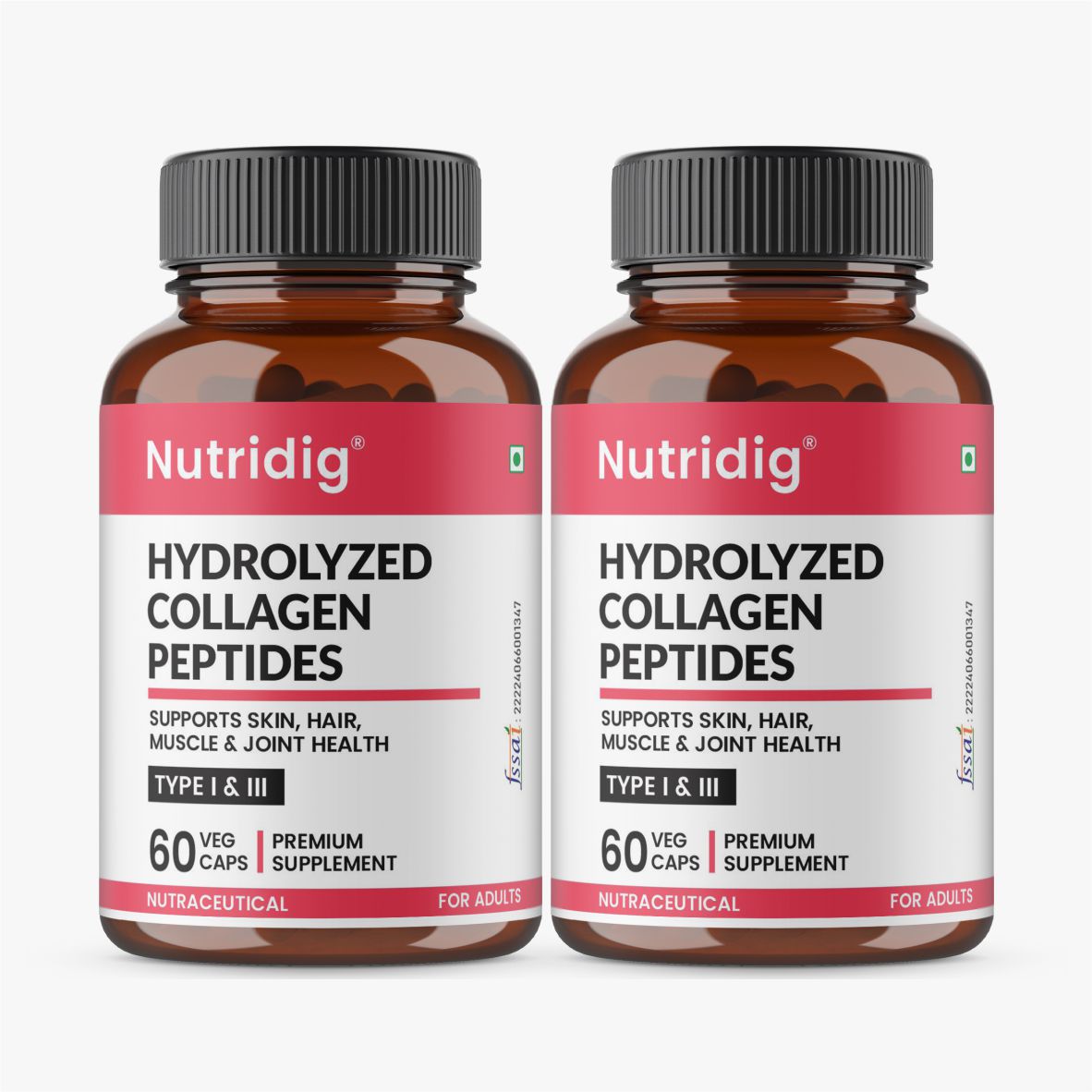 Hydrolyzed Marine Collagen Peptides for Skin, Hair, Nails & Joints | 60 Capsules