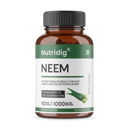 Neem Extract Capsules – Standardized to 10% Azadirachtin | Detox – 60 Veg Capsules