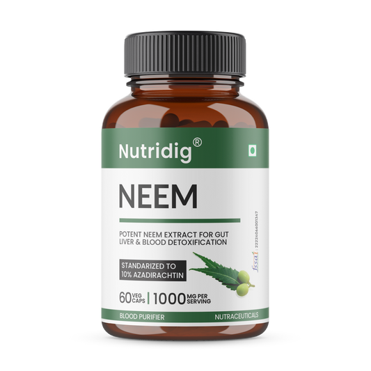 Neem Extract Capsules – Standardized to 10% Azadirachtin | Detox – 60 Veg Capsules