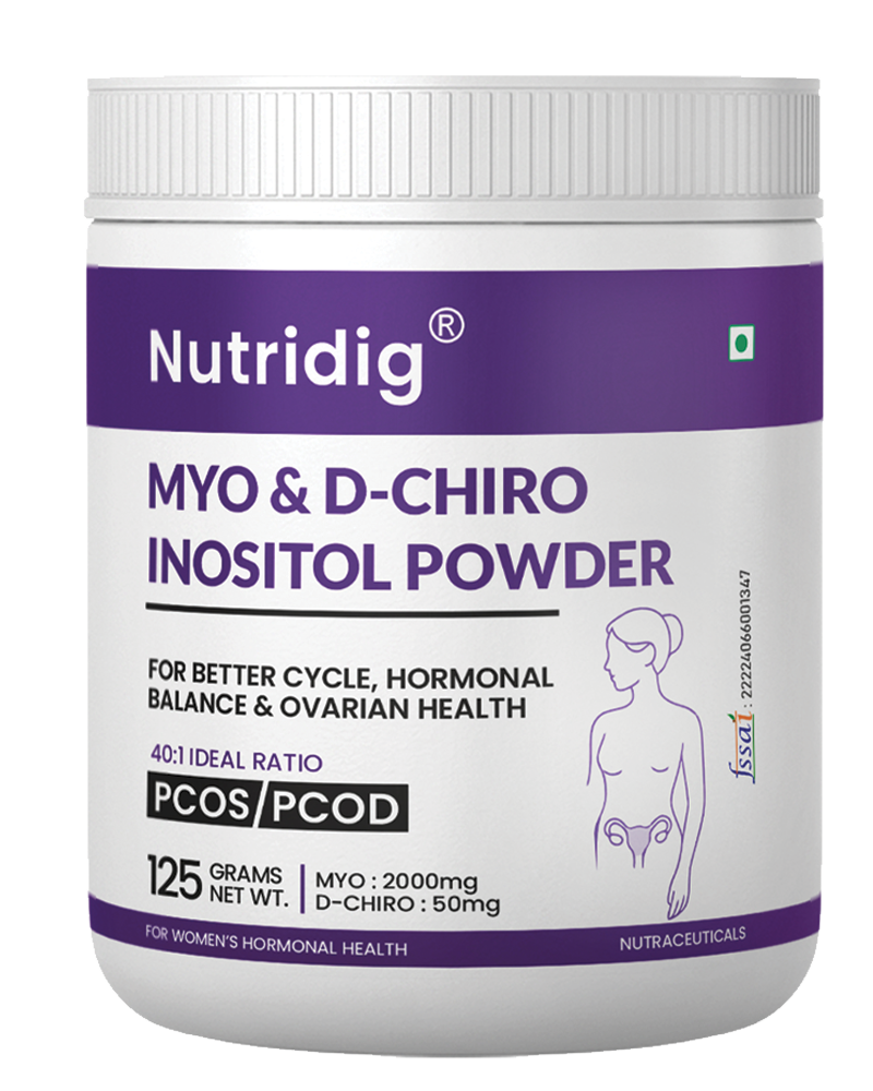 Nutridig® Myo-Inositol & D-Chiro Inositol Powder – 40:1 Ratio | PCOS, Hormonal Balance & Welless