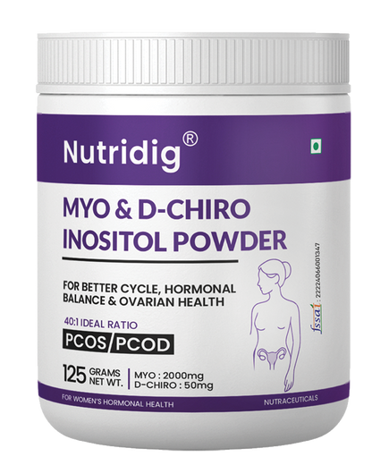 Nutridig® Myo-Inositol & D-Chiro Inositol Powder – 40:1 Ratio | PCOS, Hormonal Balance & Welless