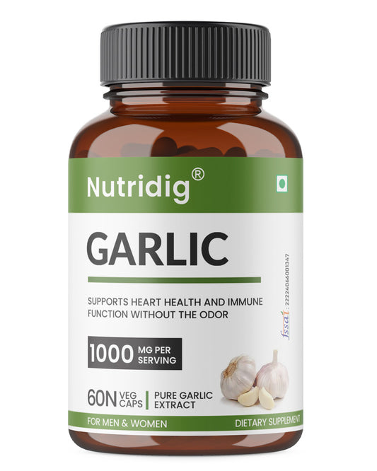 Garlic Pure Extract Capsules | Heart Health, Cholesterol & Immunity Support - 60 Capsules