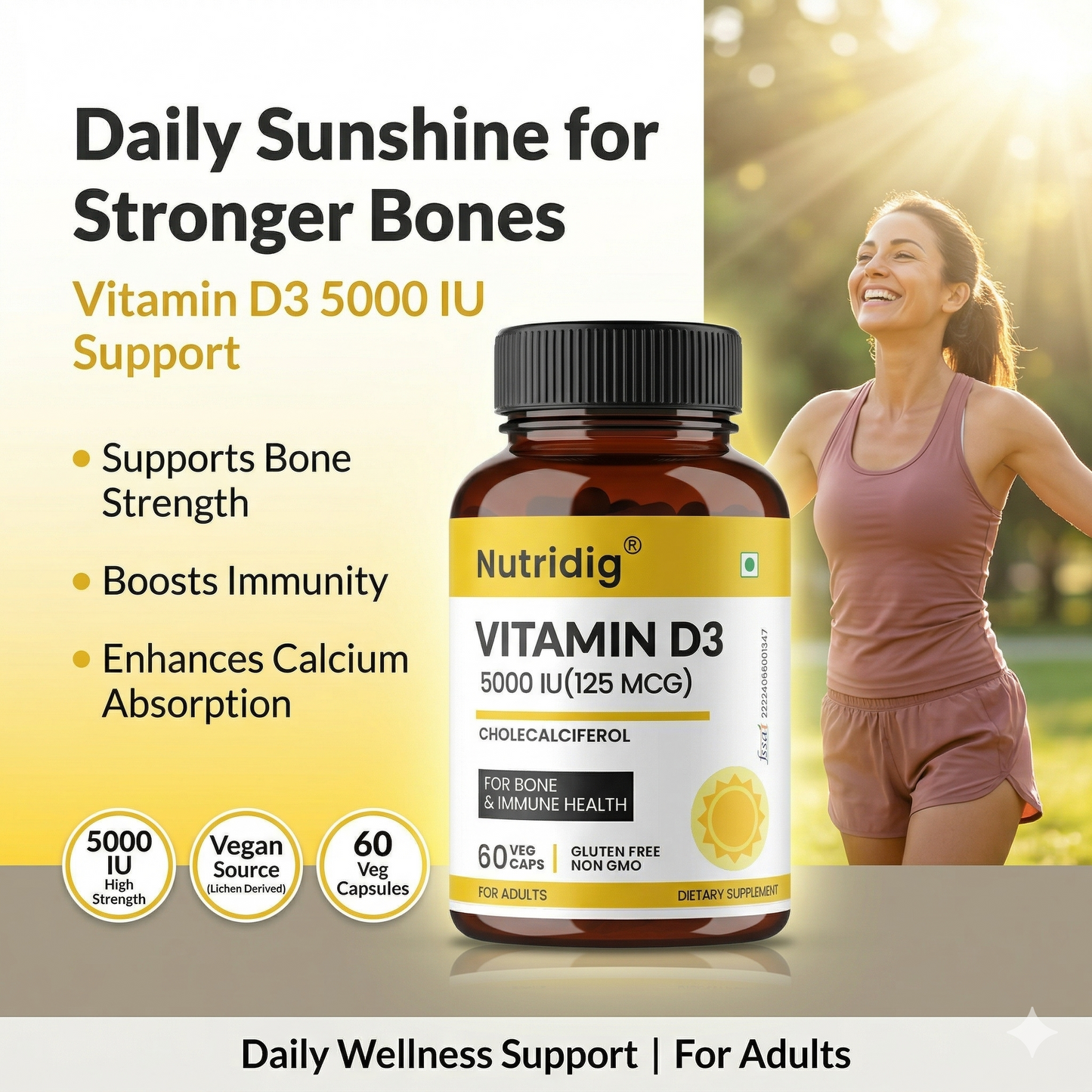 Vitamin D3 5000 IU (Cholecalciferol) | 60 Capsules