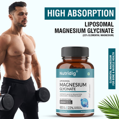 Magnesium Glycinate | Sleep, Muscle & Brain Relaxation | Higher Absorption, 22% Elemental | 60 Capsules