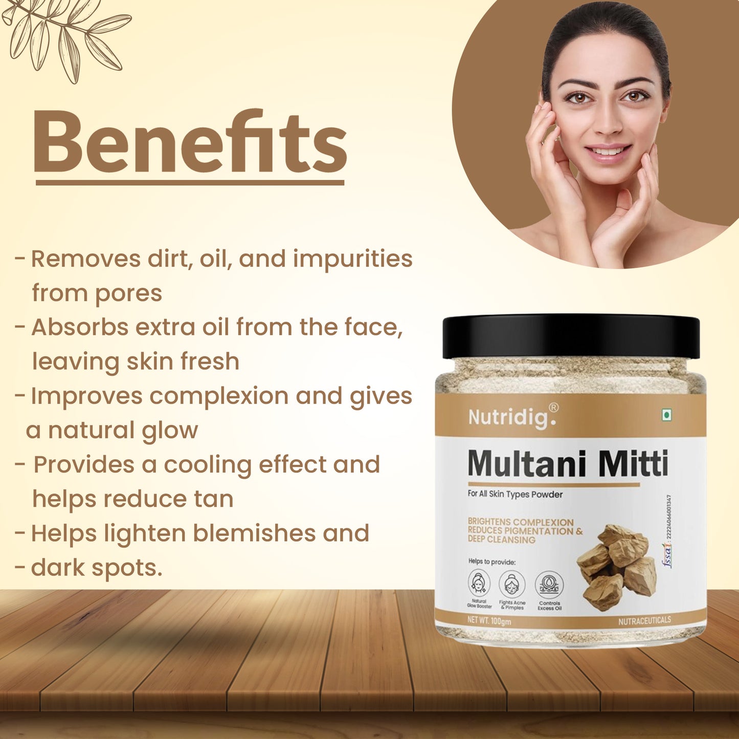 Multani Mitti Powder 100gm – For Bright & Pimple Free Skin