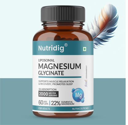 Magnesium Glycinate | Sleep, Muscle & Brain Relaxation | Higher Absorption, 22% Elemental | 60 Capsules