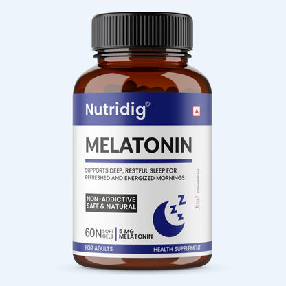Melatonin 5mg Softgels - With Valerian & Vitamin B6 | 60 Softgel Capsules