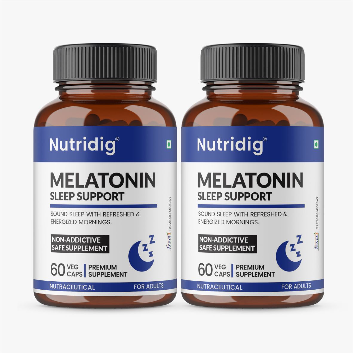 Melatonin Capsules with Magnesium Glycinate, Valerian, Chamomile | Sleep Support | 60 Caps