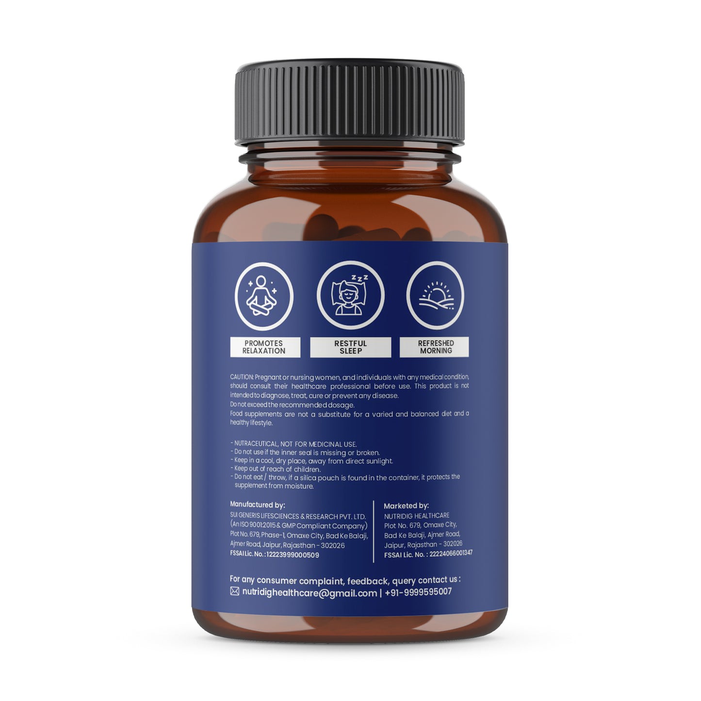 Melatonin Capsules with Magnesium Glycinate, Valerian, Chamomile | Sleep Support | 60 Caps