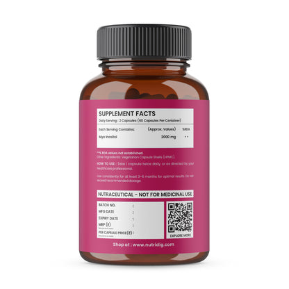 Nutridig® Myo Inositol Capsules  | PCOD, Hormonal Balance & Menstrual Wellness - 60 Caps