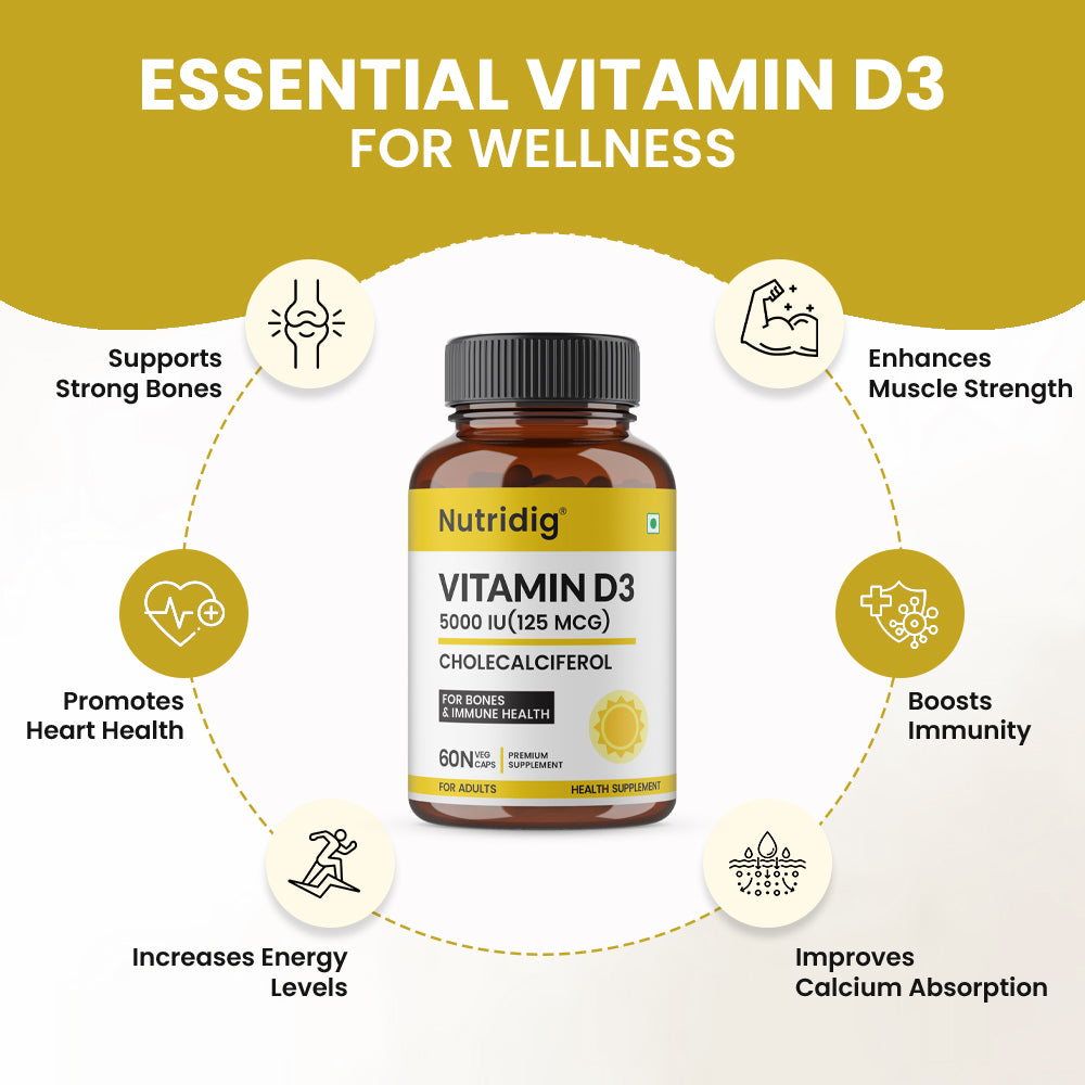 Vitamin D3 5000 IU (Cholecalciferol) | 60 Capsules