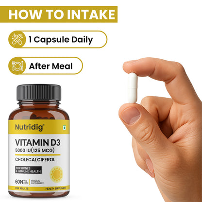 Vitamin D3 5000 IU (Cholecalciferol) | 60 Capsules