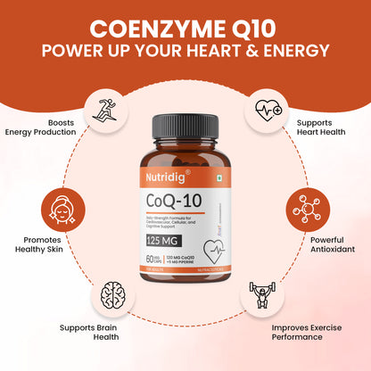 CoQ10 (Ubiquinol) 120mg + Piperine 5mg | High Absoption - 60 Capsules