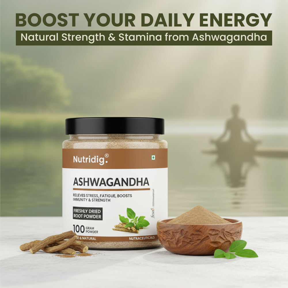 Nutridig® Wild Ashwagandha Roots Powder | Ultra Potent Strength - 100gm