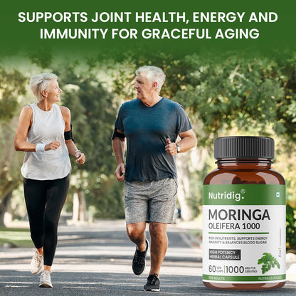 Moringa Leaf Extract - 1000mg Daily Serving | High Potency Veg Capsules