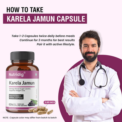 Karela Jamun Capsules with Neem, Methi & Amla Extracts | 60 Caps