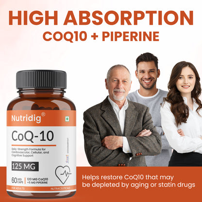 CoQ10 (Ubiquinol) 120mg + Piperine 5mg | High Absoption - 60 Capsules