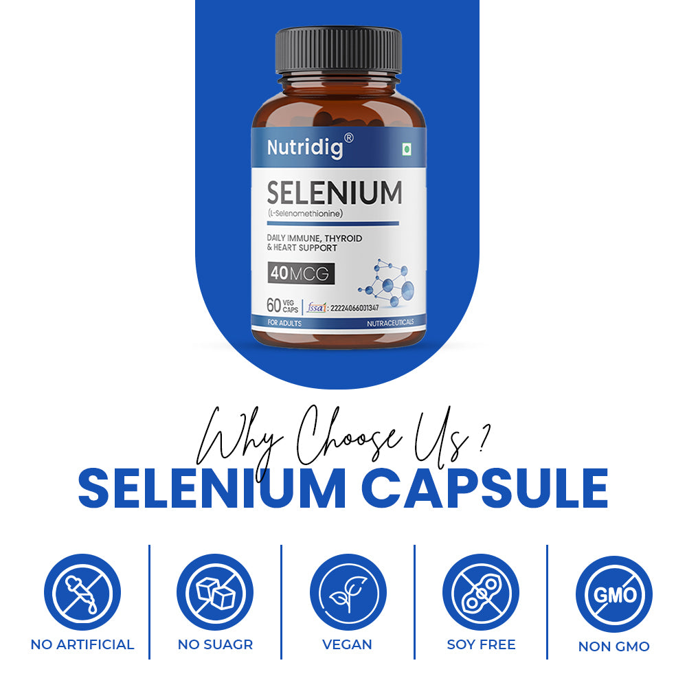 Selenium Capsules, 40mcg, Non-GMO & Superior Absorption - 60 Vegetarian Capsules